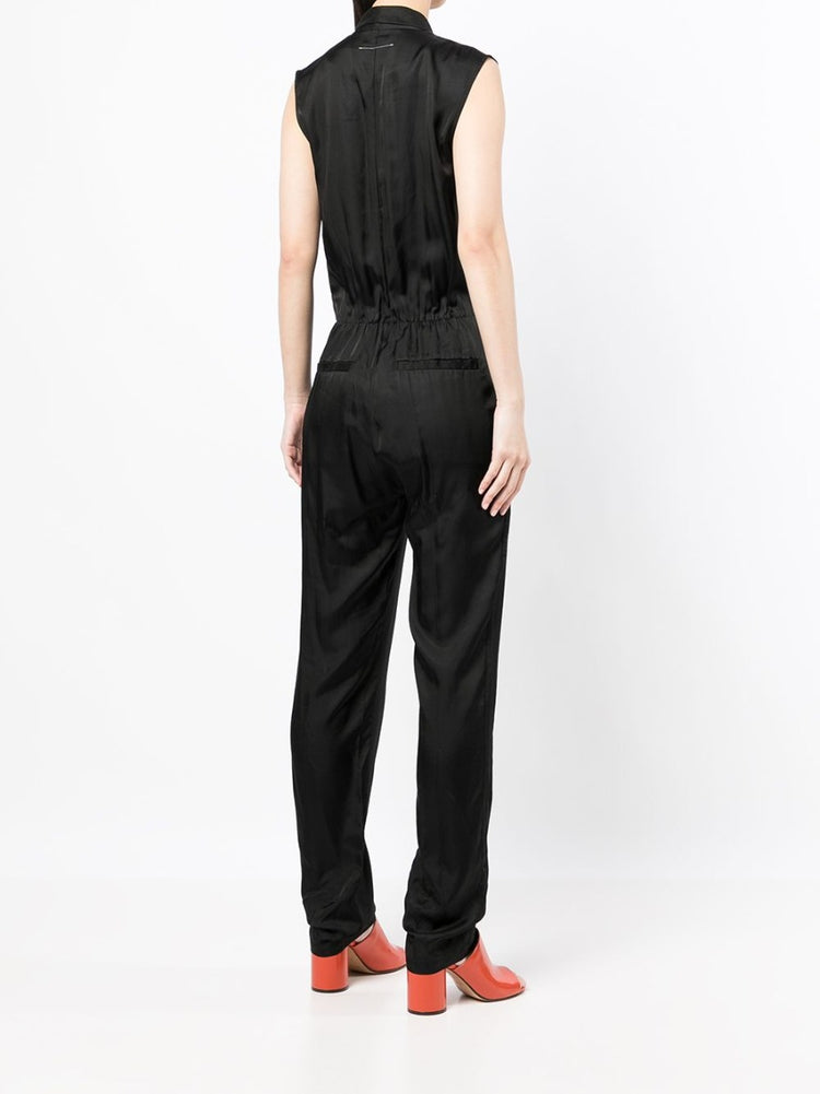 Black Sleeveless Wrap Jumpsuit - Rewind Vintage Affairs