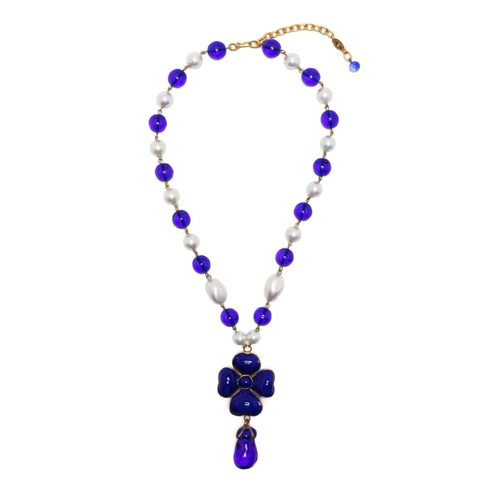 Gripoix Camelia Pendant Necklace - Rewind Vintage Affairs