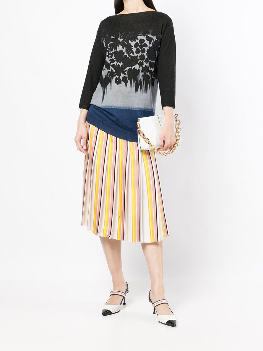 Blue Floral Print Knitted Top - Rewind Vintage Affairs