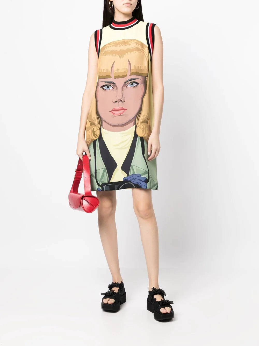 Face Print Sleeveless Dress - Rewind Vintage Affairs
