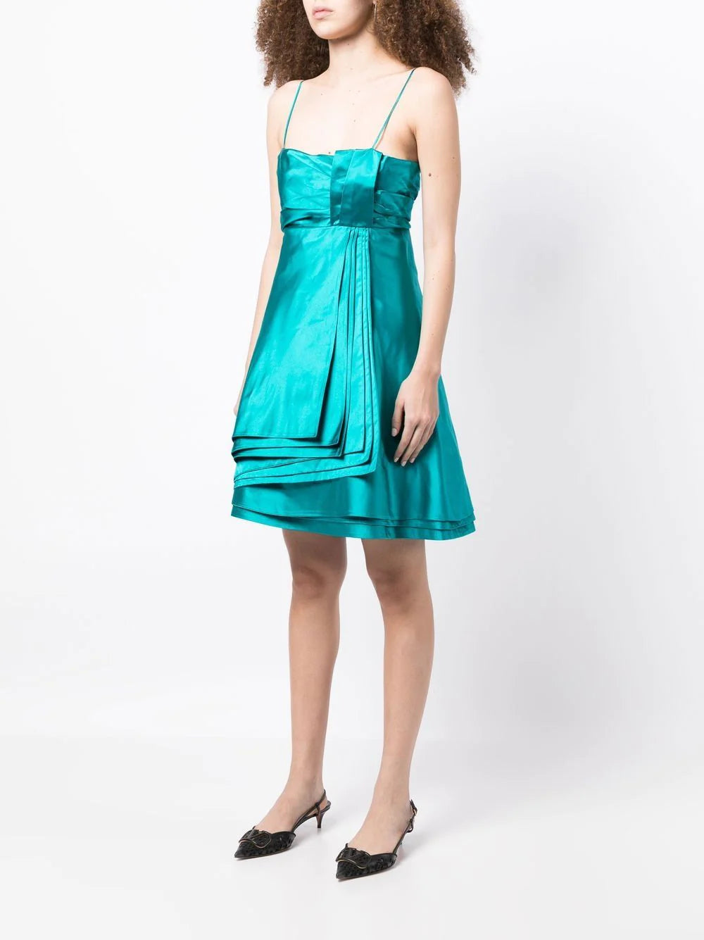 Turquoise Layered Silk Dress - Rewind Vintage Affairs