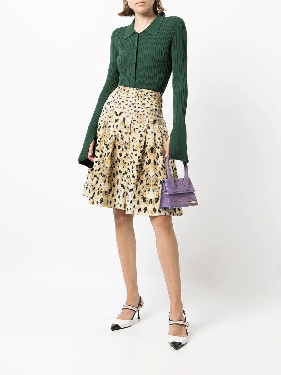 Prada Silk Leopard Print Skirt - rewindvintageofficial