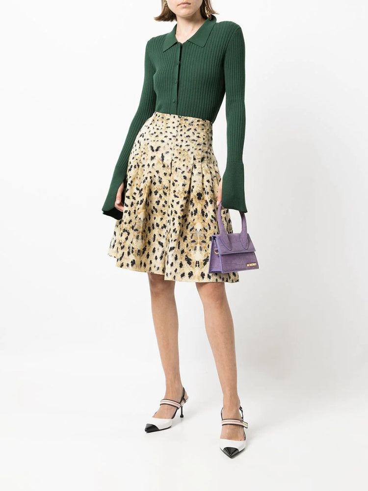 Prada Silk Leopard Print Skirt - rewindvintageofficial