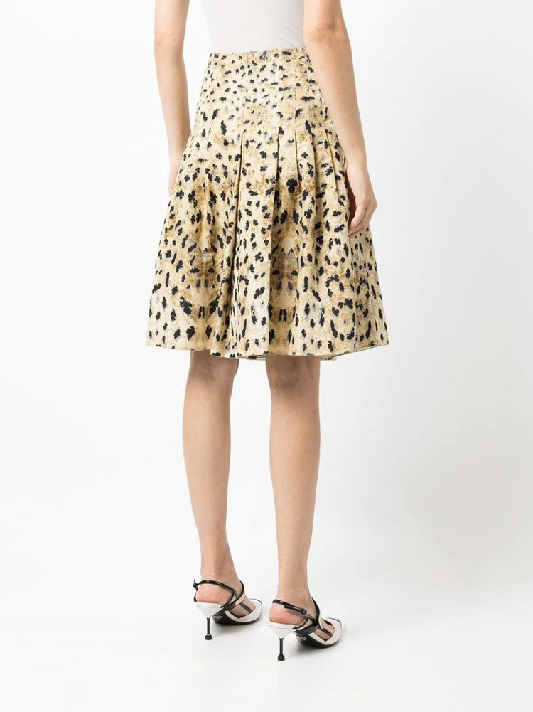 Prada Silk Leopard Print Skirt - rewindvintageofficial