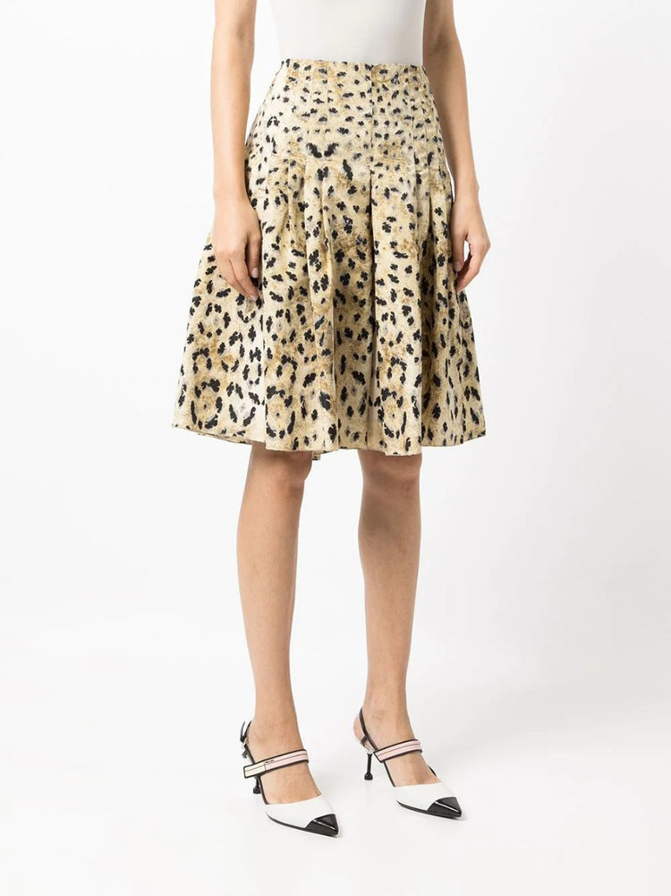 Prada Silk Leopard Print Skirt - rewindvintageofficial