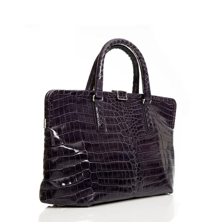 Bottega Veneta Purple Crocodile Handbag - Rewind Vintage Affairs