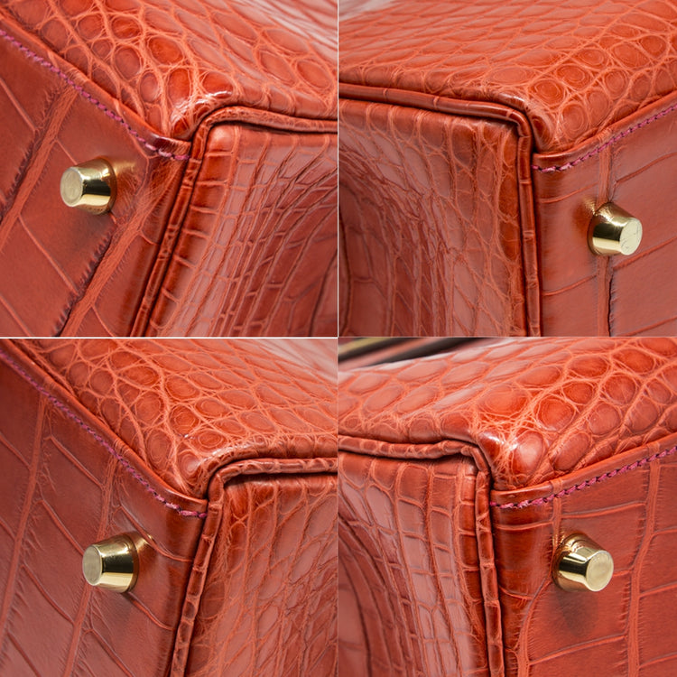 Hermès Geranium Matte Exotic 32cm Kelly Retourne Bag