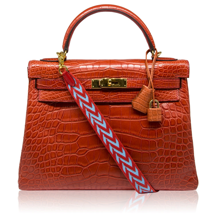 Hermès Geranium Matte Exotic 32cm Kelly Retourne Bag