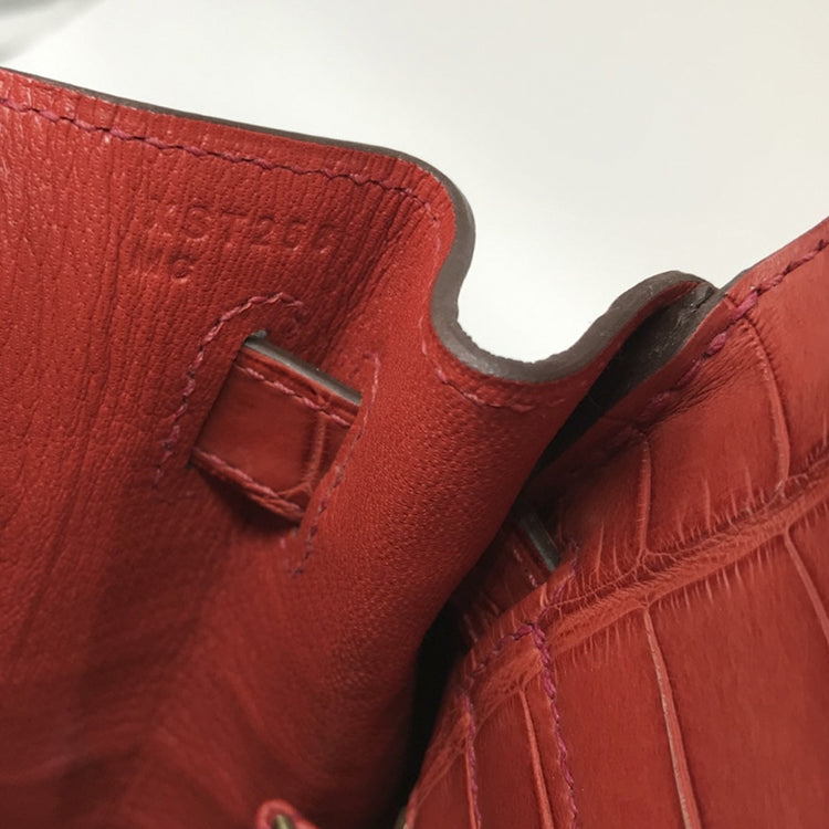 Hermès Geranium Matte Exotic 32cm Kelly Retourne Bag