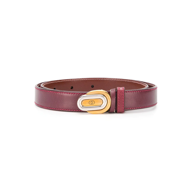 Bordeaux Mini GG Buckle Belt - Rewind Vintage Affairs