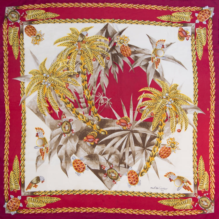 "Tropical Island" Silk Print Scarf - rewindvintageofficial