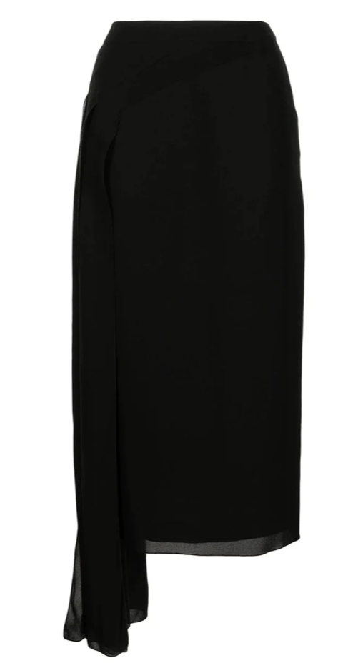 Asymmetric Silk Midi Skirt - Rewind Vintage Affairs