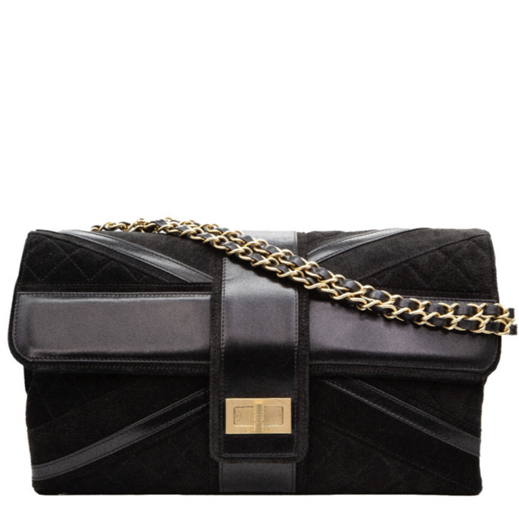 Black Union Jack Reissue Flap Bag - Rewind Vintage Affairs