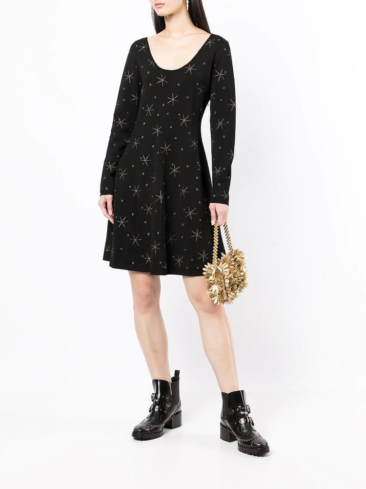 Black Star Embellished Knit Dress - Rewind Vintage Affairs