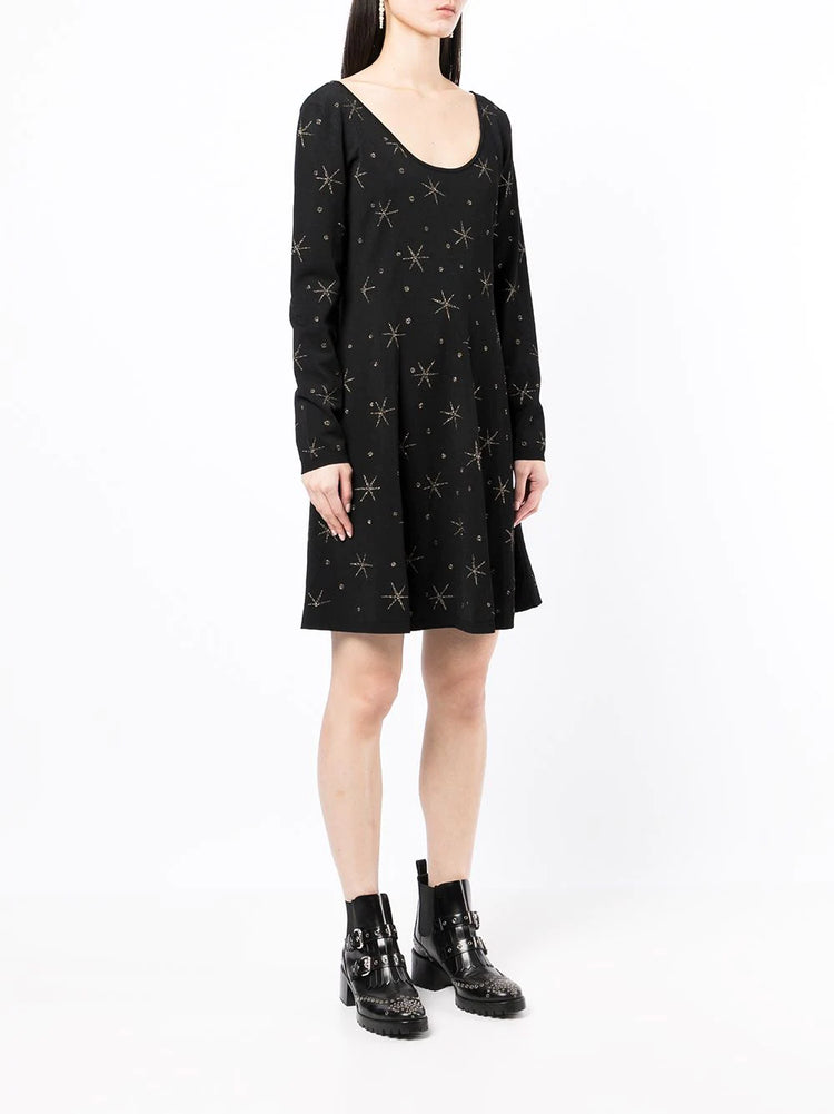 Black Star Embellished Knit Dress - Rewind Vintage Affairs