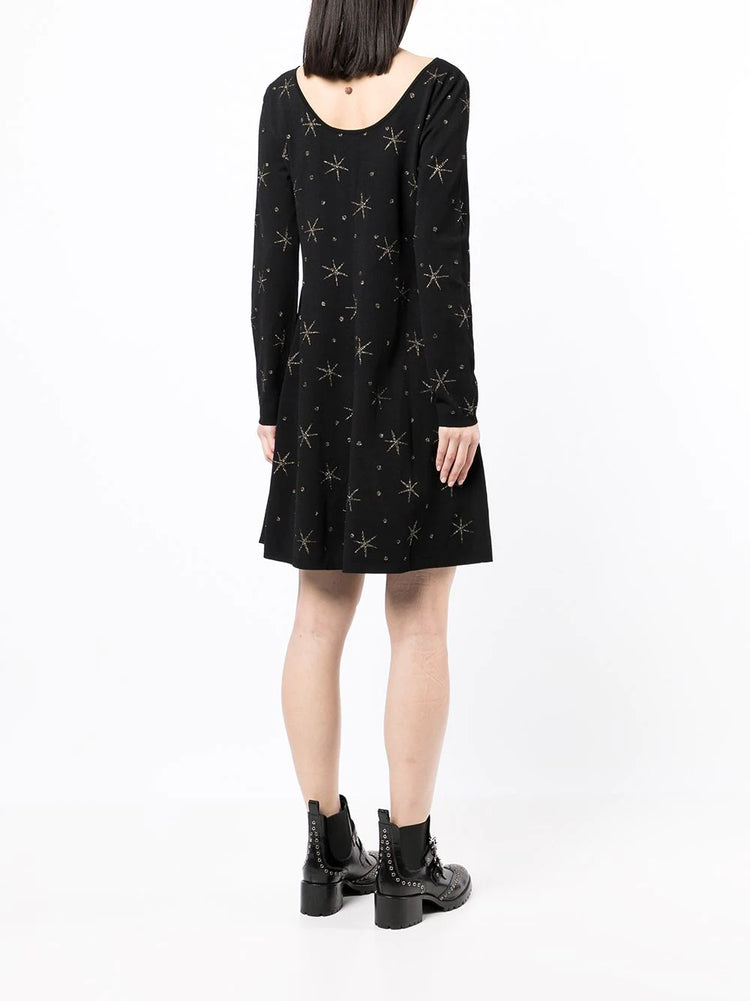 Black Star Embellished Knit Dress - Rewind Vintage Affairs