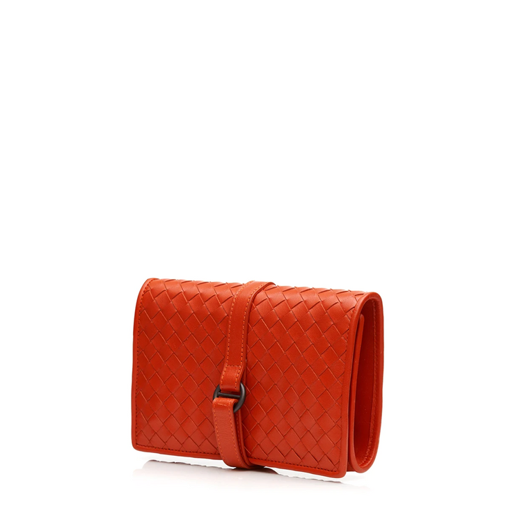 Red Intrecciato Leather Wallet - Rewind Vintage Affairs