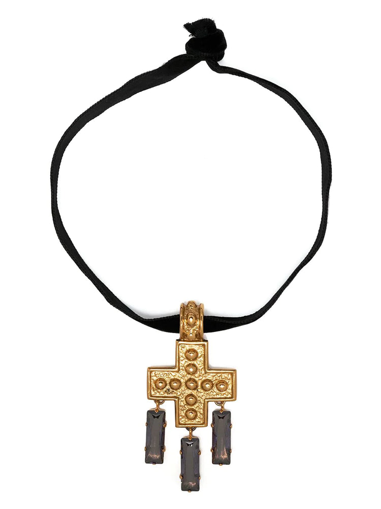 Cross Pendant Choker Necklace - Rewind Vintage Affairs