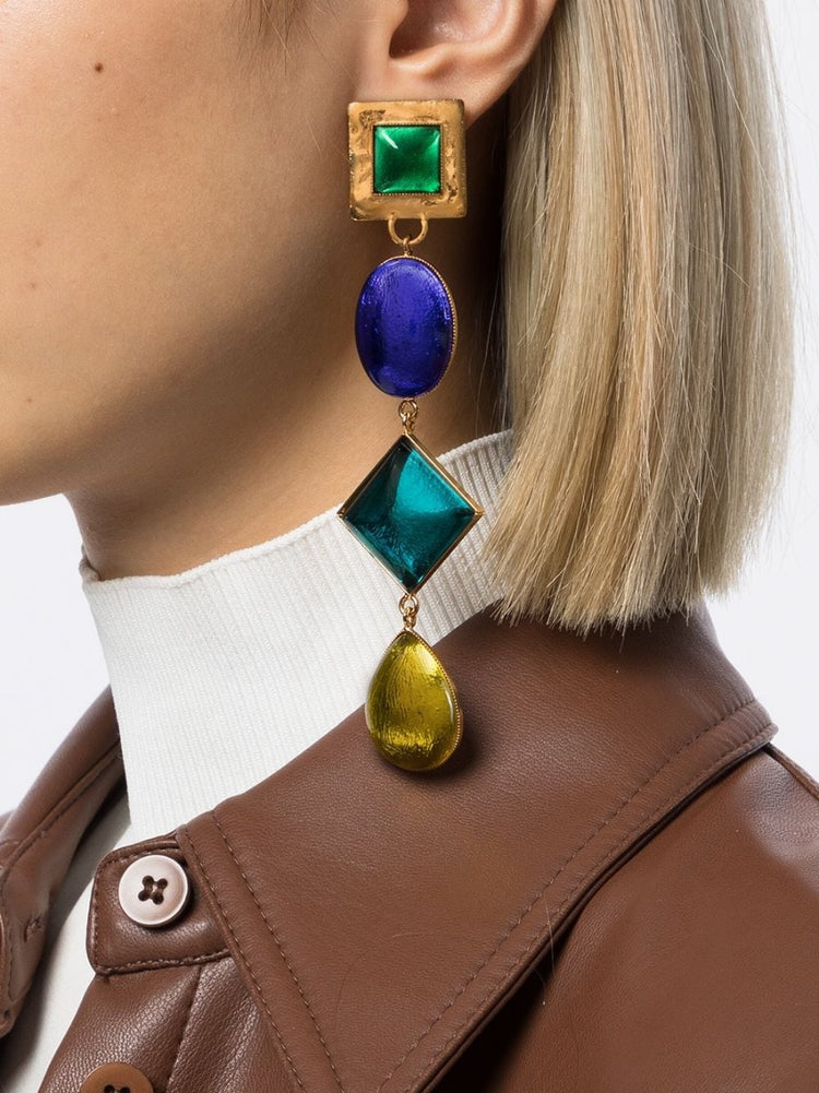 Glass Pendant Clip-on Earrings - Rewind Vintage Affairs