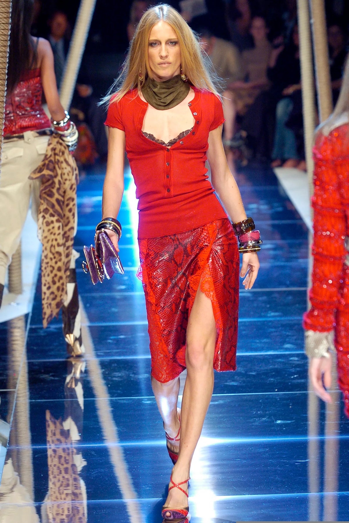 Red patterned lace skirt from Dolce & Gabbana&