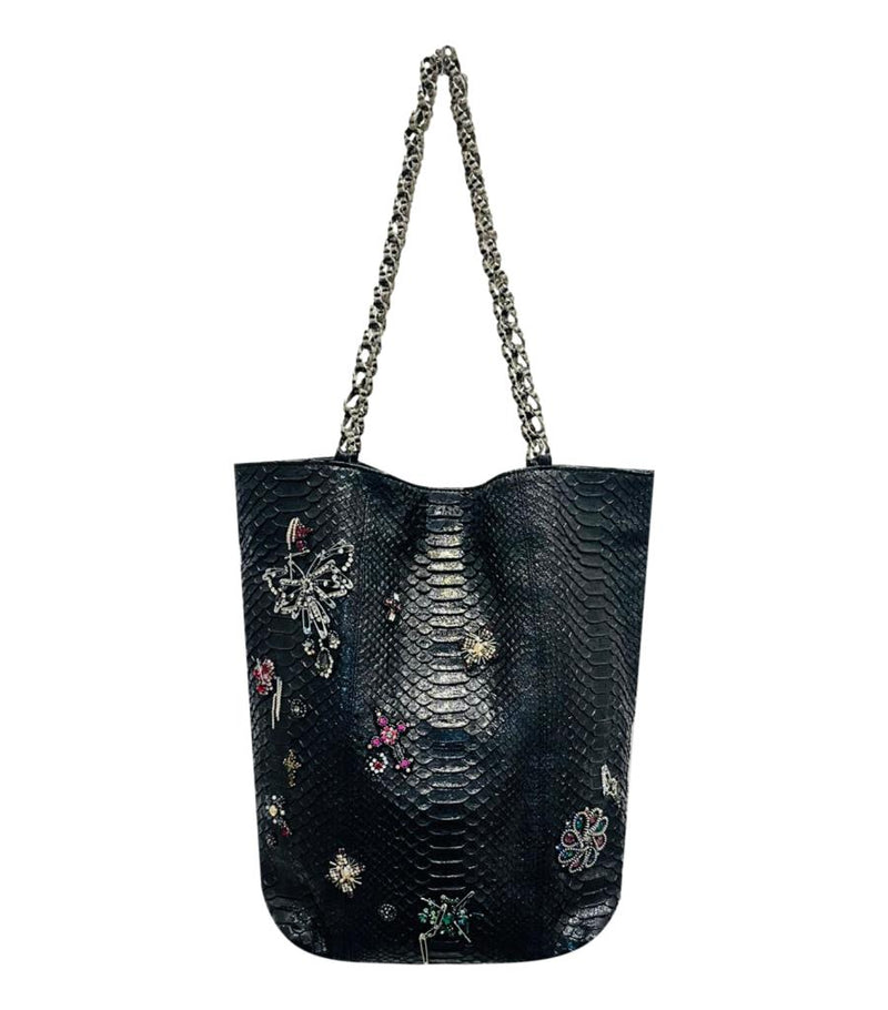 Paris London Crystal Embellished Tote