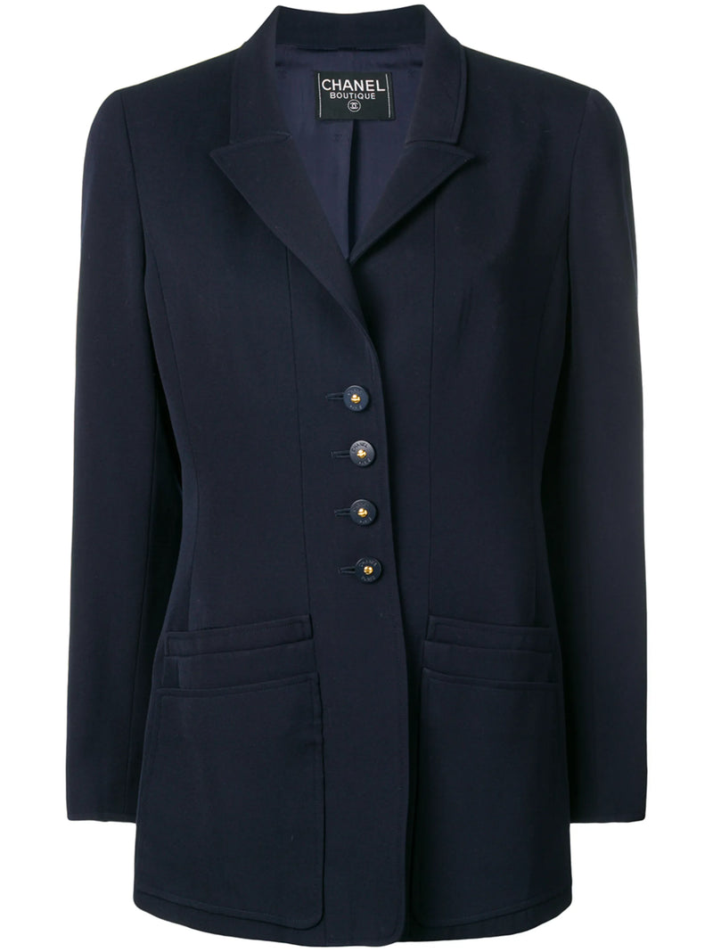 Navy Layered Pockets Blazer