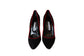 Manolo Blahnik Black and Red Suede Block Heel