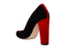 Manolo Blahnik Black and Red Suede Block Heel