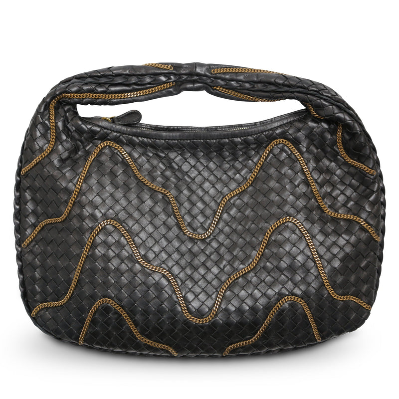 Intrecciato with chain Hobo Bag
