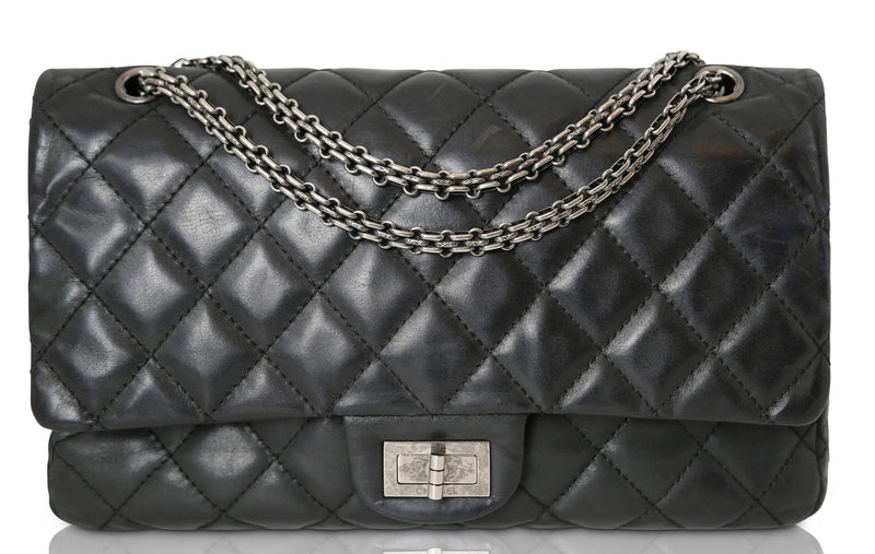 Reissue 2.55 Black Quilted Double Flap Bag