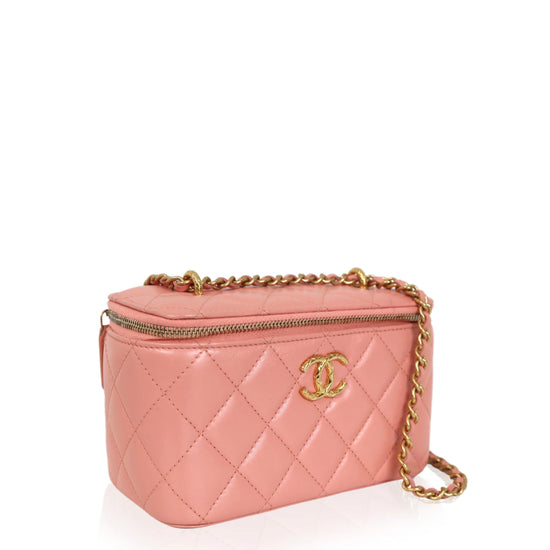 Quilted Leather Vanity Case Pink