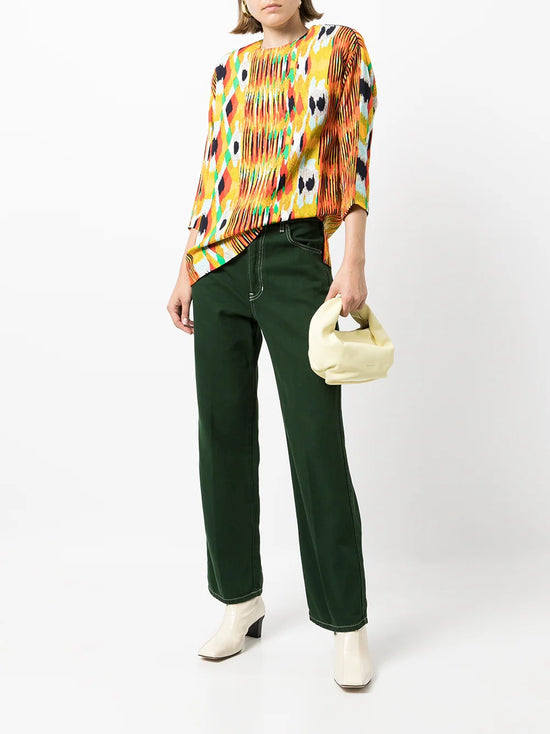 Printed Crew Neck Blouse