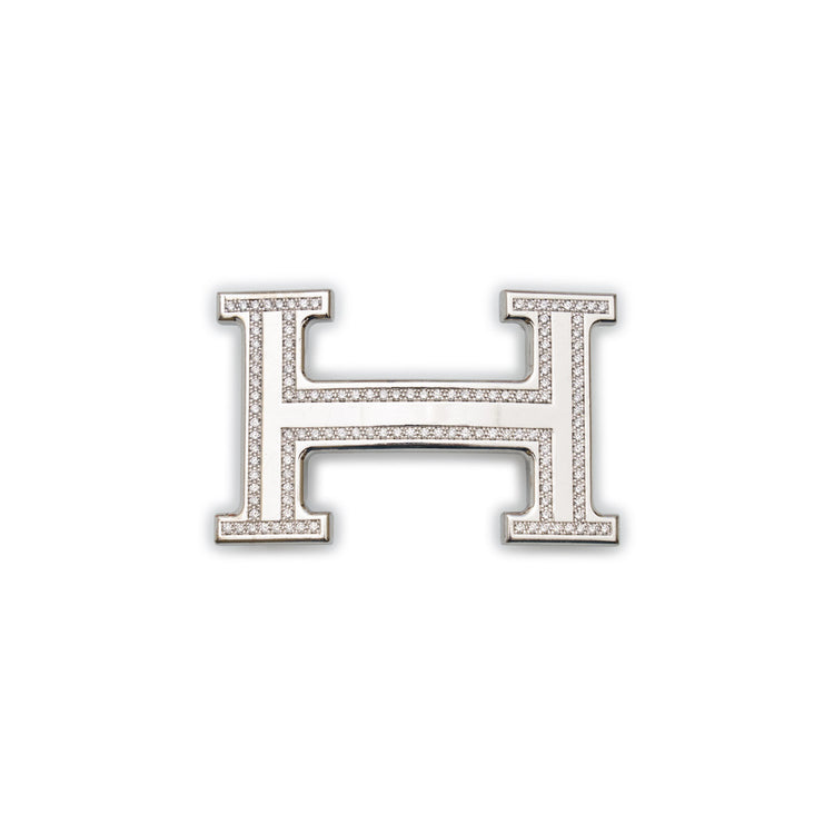 Hermès 18K White Gold & Diamonds Belt Buckle