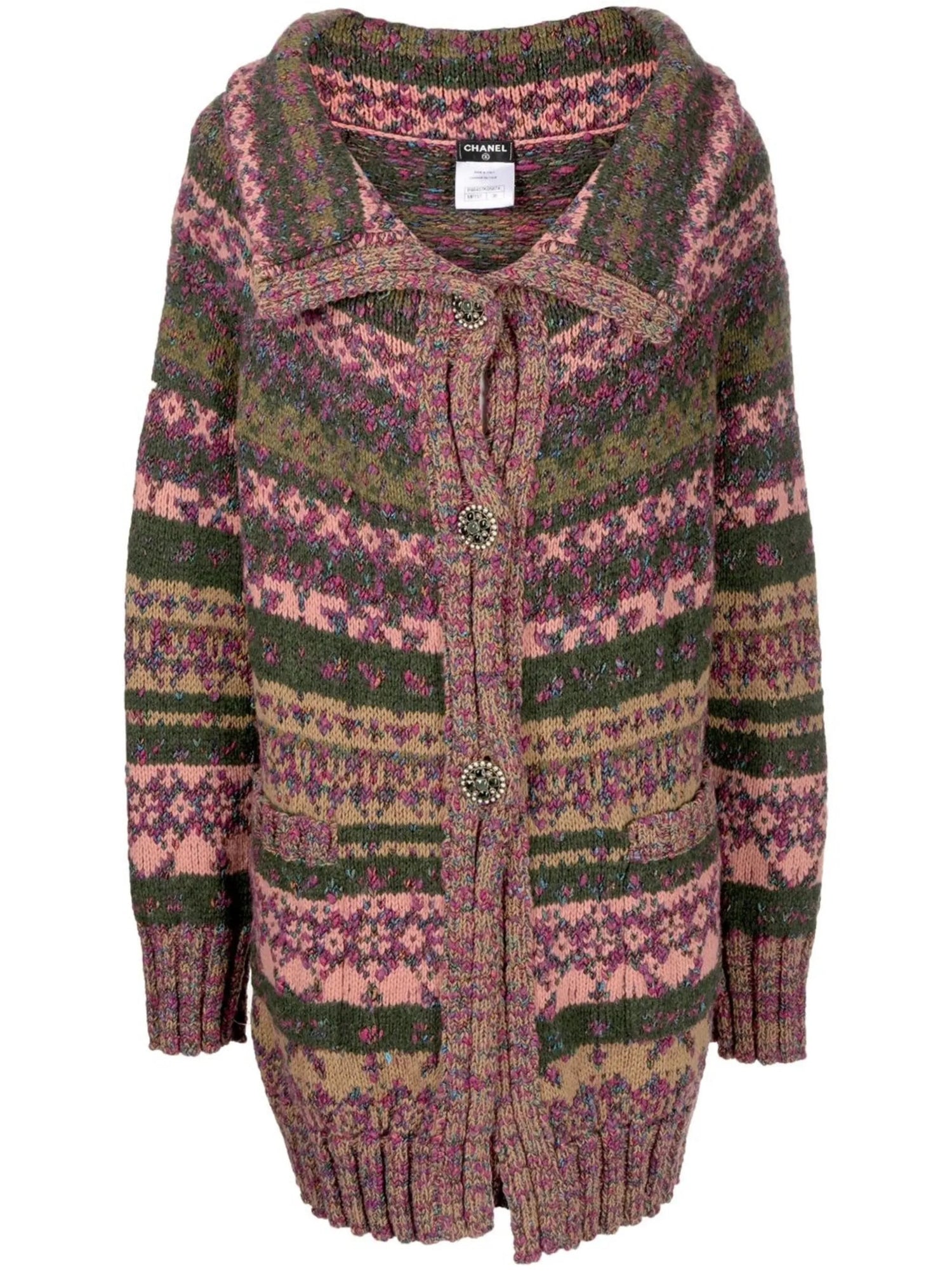 Knitted cardigan with a pattern on a white background