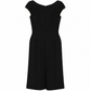 Prada 2004 black wool midi dress with sweetheart neckline, cap sleeves, contrast piping, cut-out detailing, fitted waist, exposed back zip and structured silhouette.