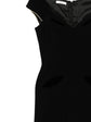 Prada black wool midi dress with sweetheart neckline, stylish and elegant, perfect for formal occasions.