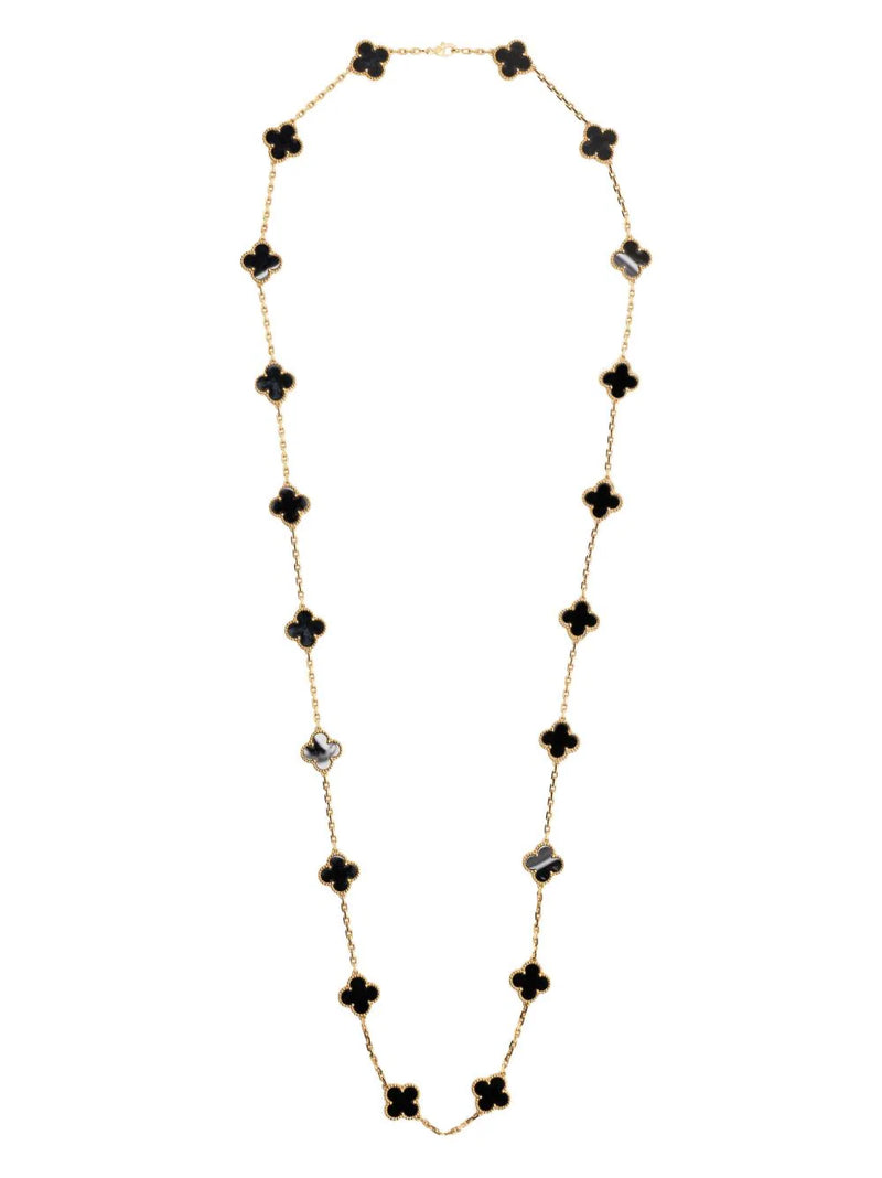 Alhambra Long Onyx & Gold Necklace, 20 Motifs