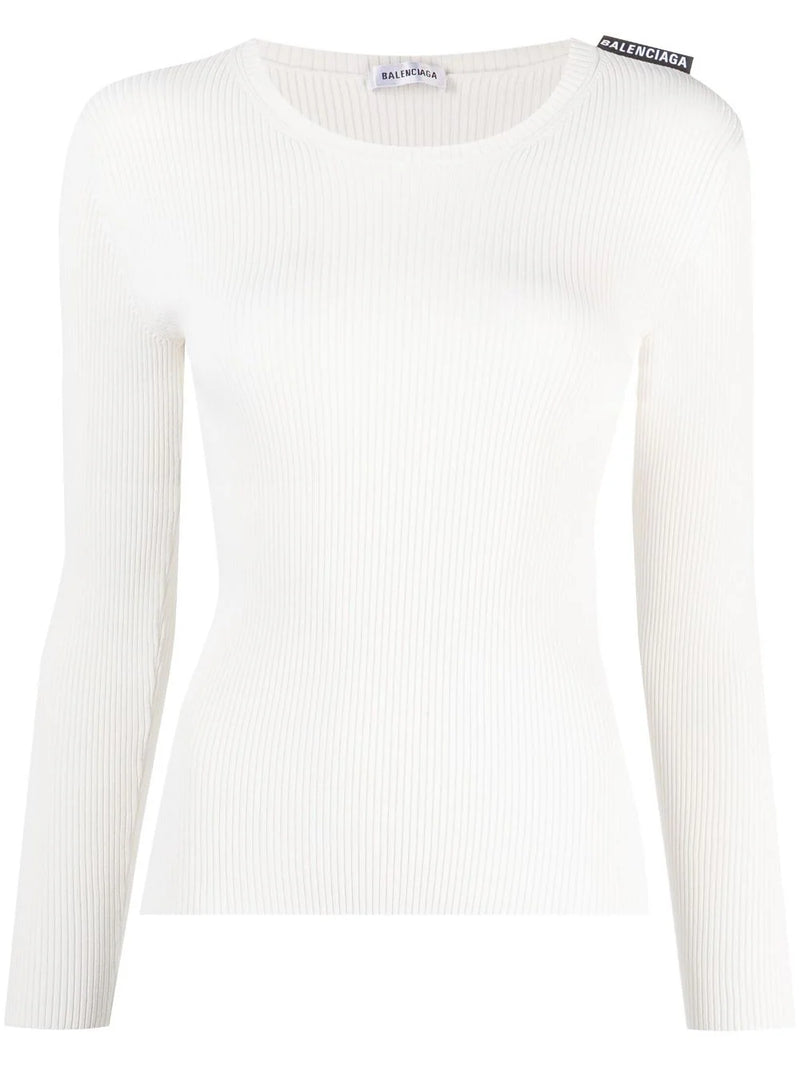 Ribbed Knit Long-Sleeved Top