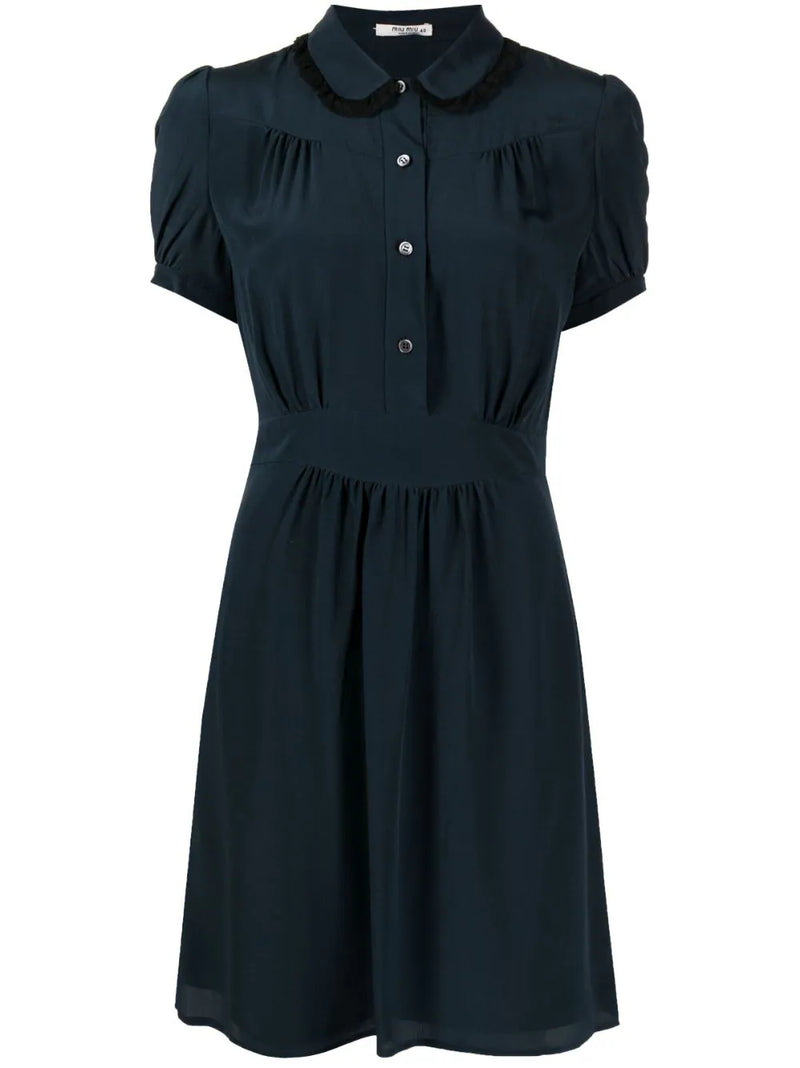 Lace-trim Silk Minidress