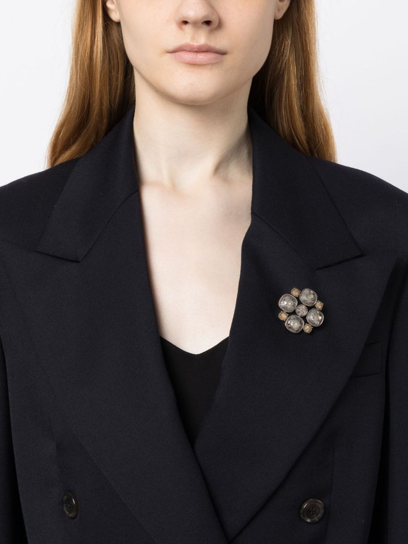 CC Crystal-Embellished Brooch