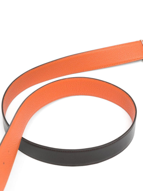 Reversible Dark Brown/Orange Leather Belt