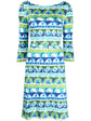 Abstract Print Jersey Belted Dress