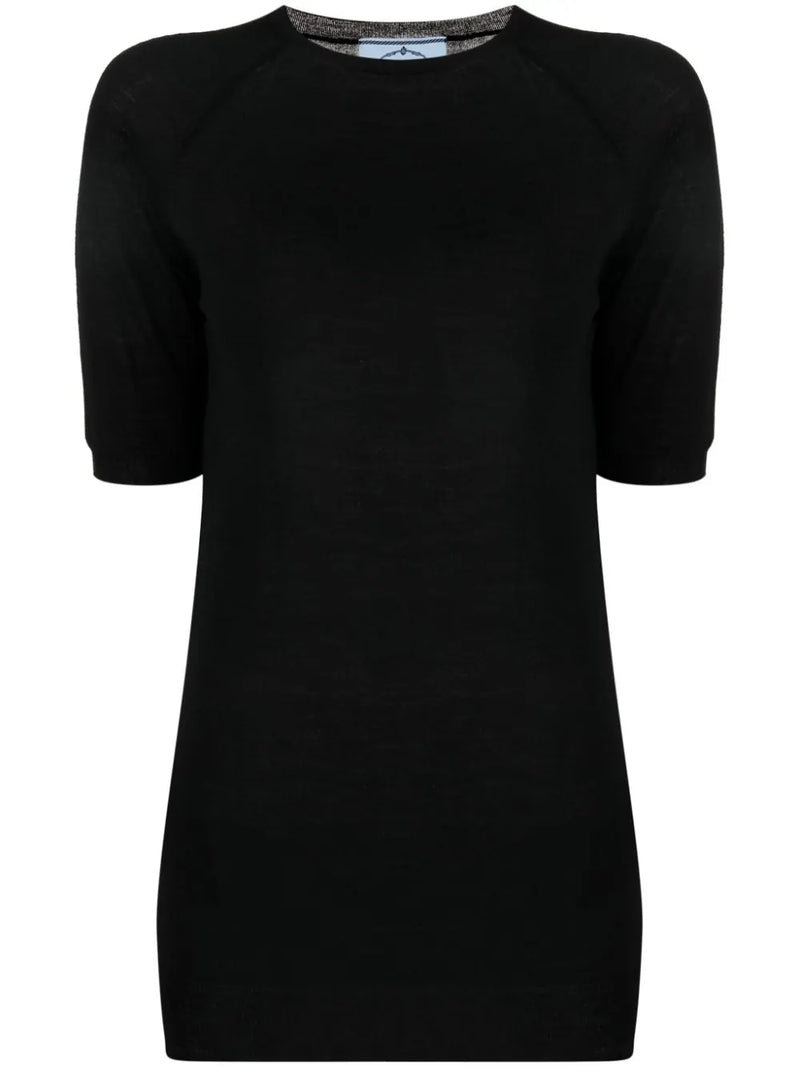 Short-Sleeved Wool Knit T-Shirt