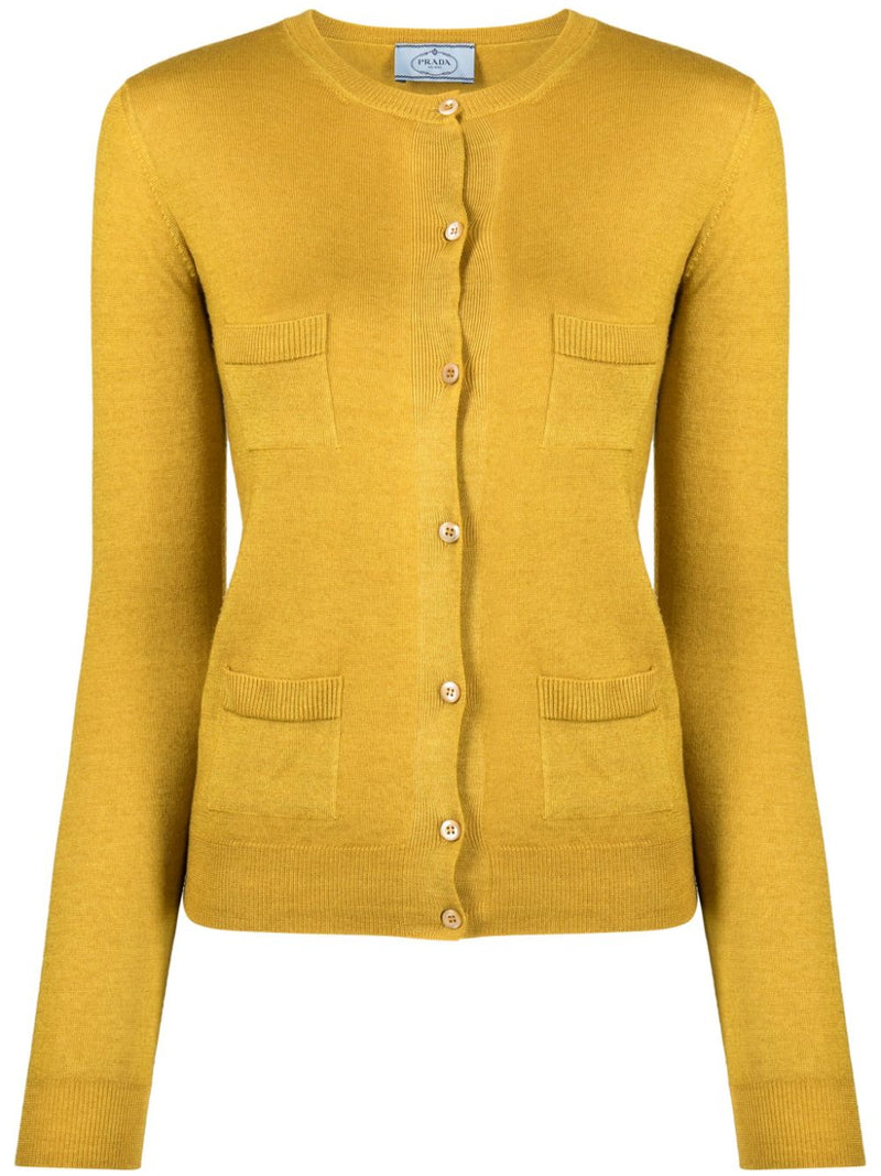 Mustard Cashmere-Silk Cardigan