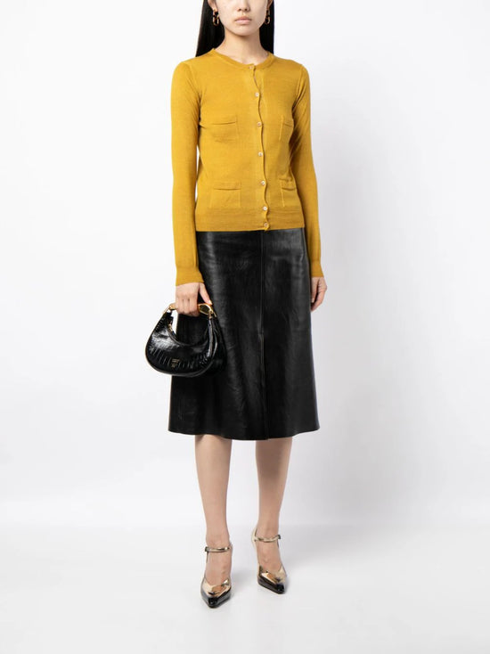 Mustard Cashmere-Silk Cardigan