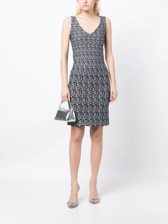 Abstract Print Compact Knit Dress