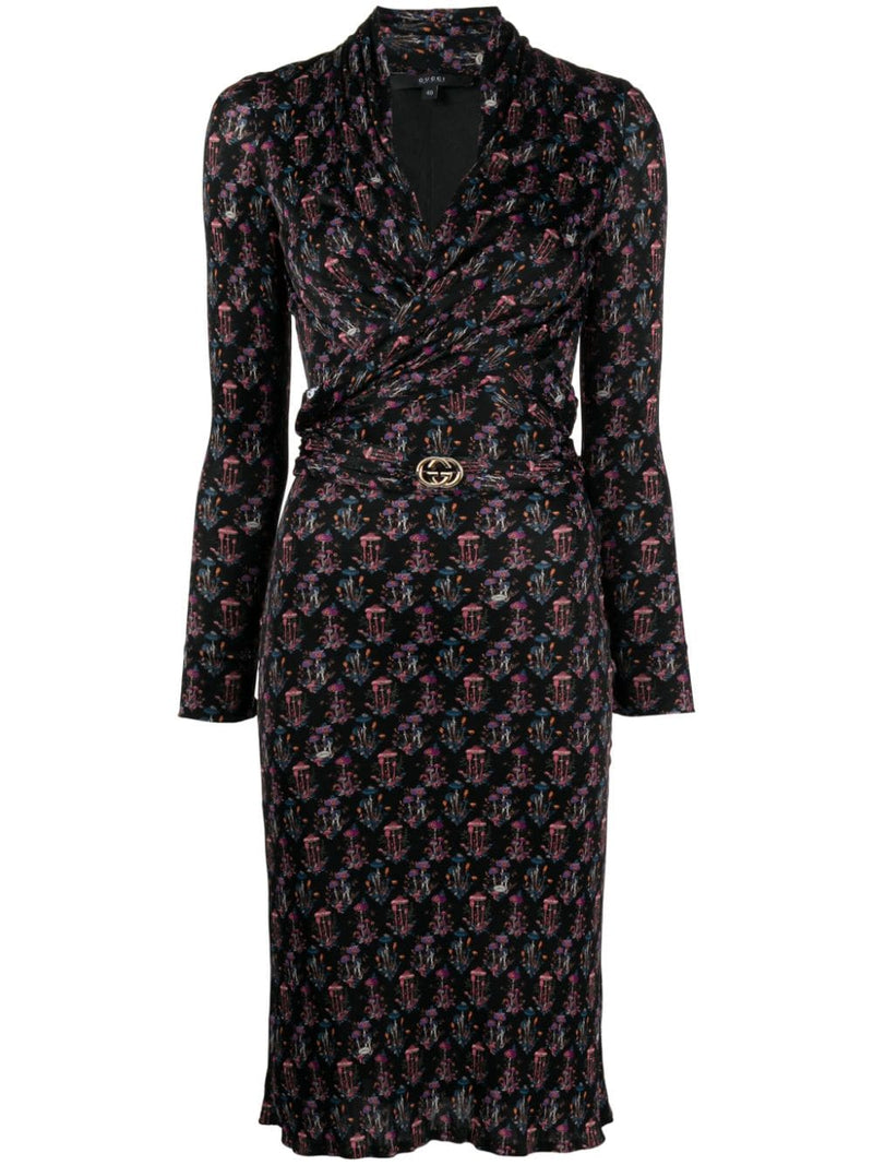 Graphic Print Wrap Dress