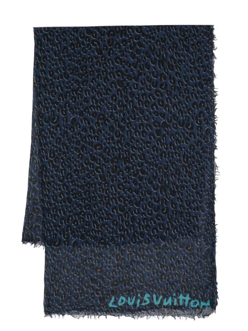Cheetah Print Scarf Blue/Black
