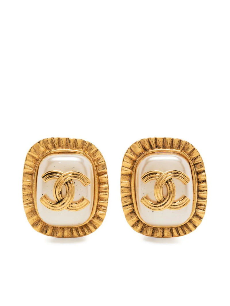 1994 CC Logo Faux-Pearl Clip-on Earrings