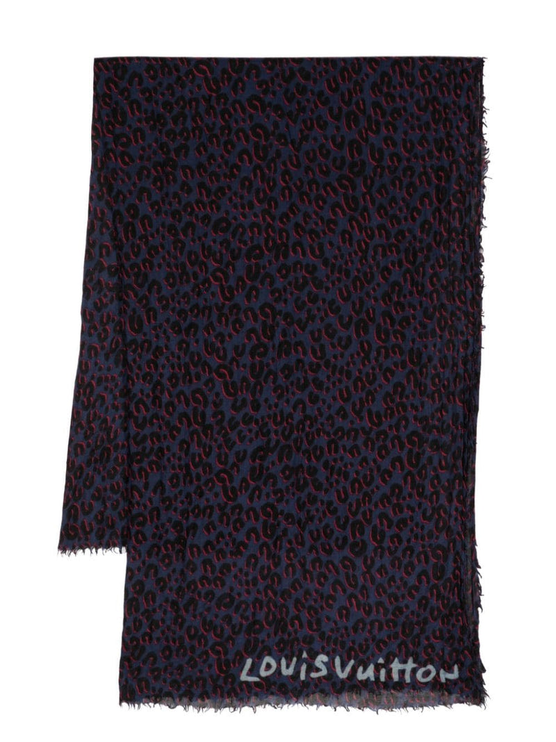 Cheetah Print Scarf Blue/Red